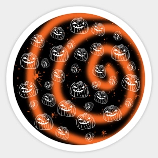 Ghost Halloween Horror Pumpkins in Space Sticker